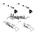 Stylized map of the U.S. state of Hawaii vector illustration
