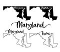 Stylized map of the U.S. State of Maryland vector illustration