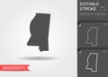 Stylized map of the U.S. state of Mississippi vector illustration