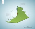Stylized map of United Arab Emirates. Isometric 3D