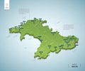 Stylized map of Wales. Isometric 3D