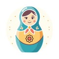 Stylized Matryoshka Doll Vector Illustration With Floral Design and Cute Face Royalty Free Stock Photo