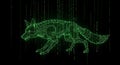 Cybernetic Wolf in Digital Matrix with Green Binary Code - Futuristic Animal Royalty Free Stock Photo