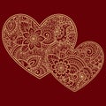 Stylized for mehndi flower colored pattern in form of heart. Decoration in ethnic oriental, Indian style. Valentine`s day Royalty Free Stock Photo