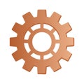 Stylized metallic gear icon in warm bronze gradient representing mechanical processes technology and settings Royalty Free Stock Photo