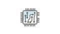 Stylized Microchip Icon with Circuit Board Design Royalty Free Stock Photo