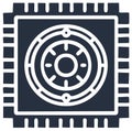 Stylized Microchip Icon with Circular Pattern, Technology Illustration for Digital Platforms and Graphic Design Projects Royalty Free Stock Photo