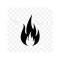 Black Flame Icon on Transparent Background Royalty Free Stock Photo