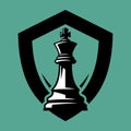 Black Chess King Emblem on Teal Background Royalty Free Stock Photo
