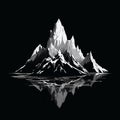 Stylized Minimalist Karst Mountains In White On Black