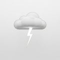 A stylized, minimalistic depiction of a cloud with a lightning bolt set against a plain Royalty Free Stock Photo