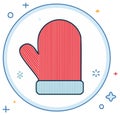 Stylized Mitten Icon Winter Handwear with Festive Confetti in a Circular Frame Royalty Free Stock Photo