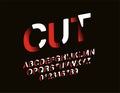 Stylized Modern Cut Abstract Font Set of Alphabet Text Design