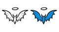 A stylized modern illustration of an angel and devil. The angel is shown with wings and a halo, and the devil with wings Royalty Free Stock Photo