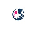 Stylized mom and baby lovely logo design.