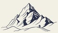 Stylized Mountain Peak Landscape Illustration, vector design Generative AI Royalty Free Stock Photo