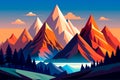 Stylized mountain range in a vector art style Royalty Free Stock Photo