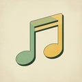 A stylized musical note design features two connected eighth notes. The left note is green, and the Royalty Free Stock Photo