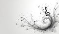 Stylized musical notes float on light backdrop. Treble clef swirls with decorative lines. Design audio frequency waves sound Royalty Free Stock Photo