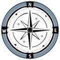 Stylized Nautical Compass Rose with Four Cardinal Directions, Exploration and Navigation Tool Icon Royalty Free Stock Photo