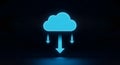 Modern 3D Render of Glowing Blue Cloud Computing Icon Symbolizing Data Transfer and Digital Network Connectivity Royalty Free Stock Photo