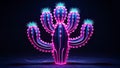 Stylized Neon Cactus Against Black Backdrop Royalty Free Stock Photo