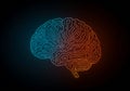 Stylized neon illustration of a human brain with circuit patterns, Royalty Free Stock Photo