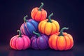 stylized neon Stack of Multicolored Pumpkins Illustration Royalty Free Stock Photo