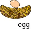 Stylized nest with egg with title