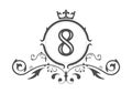 Stylized number 8. Ornament and crown monogram template for business cards, logos, emblems and heraldry designs