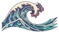 Stylized Ocean Wave Design in Vibrant Blue and Aqua Tones, vector design Generative AI Royalty Free Stock Photo