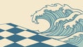 Stylized Ocean Wave Pattern, Dynamic Checkered Water, vector design Generative AI Royalty Free Stock Photo