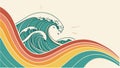 Stylized Ocean Wave with a Rainbow Colored Stripe Abstract Vector Wave, vector design Generative AI Royalty Free Stock Photo
