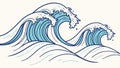Stylized Ocean Wave, Serene Marine Landscape Element, vector design Generative AI Royalty Free Stock Photo
