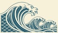Stylized Ocean Wave Vector Illustration, vector design Generative AI Royalty Free Stock Photo