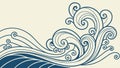 Stylized Ocean Waves: Abstract Marine Pattern Vector, vector design Generative AI Royalty Free Stock Photo