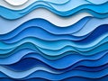 Graphic blue paper cut waves with distinct borders and vibrant layered colors for modern decor Royalty Free Stock Photo