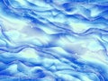 Stylized ocean waves with glitter streaks and bubbles.