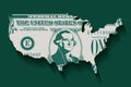 A stylized one dollar bill in the shape of America Royalty Free Stock Photo