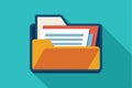 Stylized open folder icon displaying neatly arranged documents in a flat design, perfect for showcasing organizational themes in Royalty Free Stock Photo