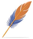 Stylized Orange and Blue Bird Feather Vector Illustration Royalty Free Stock Photo