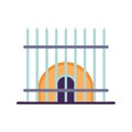 Stylized Orange Dome Structure Behind Light Blue Vertical Bars and Purple Horizontal Bars Royalty Free Stock Photo