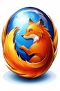 Orange Fox Curled Around a Blue Globe with Earth Continents Visible on White Background firefox Royalty Free Stock Photo