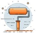 Stylized Orange Paint Roller Illustration Wall Decorating Concept Graphic Element Royalty Free Stock Photo