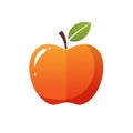 Stylized orange red apple fruit illustration with a green leaf and a glossy highlight Royalty Free Stock Photo