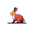 Stylized Orange and Red Rabbit Illustration Sitting in Profile with Abstract Lines Royalty Free Stock Photo