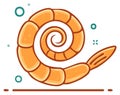 Stylized Orange Shrimp Graphic Isolated Shrimp tail icon seafood spiral with bubbles illustration vector Royalty Free Stock Photo