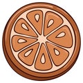 Stylized orange slice illustration with brown rind and pulp in a circular shape Royalty Free Stock Photo
