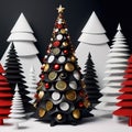 Stylized ornamental decorative fantasy artistic Christmas tree illustration