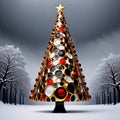 Stylized ornamental decorative fantasy artistic Christmas tree illustration